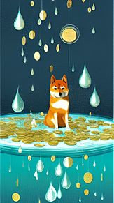 水滴だらけの柴犬コインの絵🖼️🪙の画像(絵に関連した画像)