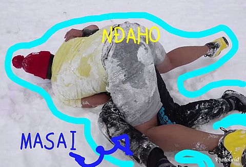 ンダホとマサイ 雪遊び3の画像(プリ画像)