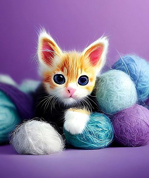 子猫ちゃんと毛糸玉🧶の画像 プリ画像