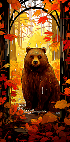 秋🍂/熊🐻/動物/クマ/かわいい/風景画の画像(動物に関連した画像)