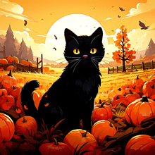 黒猫/秋/猫/ネコ/パンプキンパッチの画像(パンプキンに関連した画像)