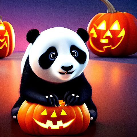 Halloween/ハロウィン/パンダ/カボチャの画像 プリ画像