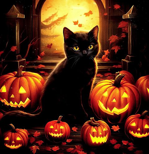 Halloween/ハロウィン/黒猫/猫/かわいいの画像 プリ画像