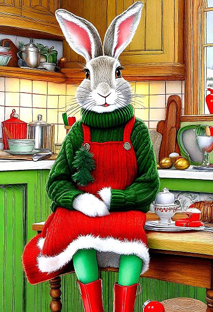 Xmas/うさぎ/ウサギ/AI画像/クリスマスカラーの画像 プリ画像