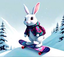うさぎ/ウサギ/スノボー/かわいい/AI画像の画像(#雪に関連した画像)