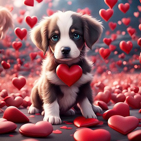 バレンタイン/ハート/犬/子犬/かわいいの画像 プリ画像