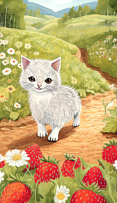 猫/ねこ/子猫/かわいい/水彩画/苺畑の画像（プリ画像）
