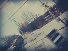 踏切と雪景色 プリ画像