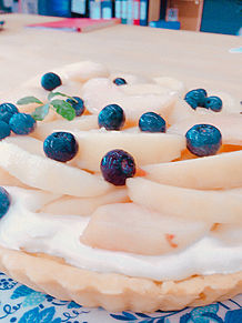 サスケの誕生日ケーキ〈桃タルト〉の画像(ｻｽｹに関連した画像)
