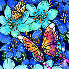 数字で塗り絵　蝶々と花の画像(蝶々に関連した画像)