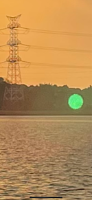千葉県我孫子市　手賀沼　光がないところに緑色の丸い光の画像(我孫子市に関連した画像)