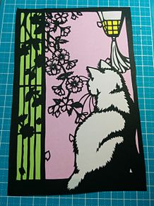 猫と桜の画像(猫 切り絵に関連した画像)