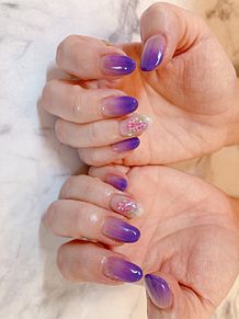 ネイル♡パープル♡薬指は紫陽花の画像(ネイルに関連した画像)