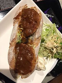 洋食 朝ごはん ホテル パン カレー カツサンドの画像(朝ごはんに関連した画像)