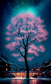 #幻想ファンタジー #夜桜の画像(幻想的に関連した画像)