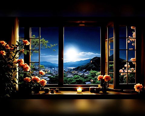 #幻想的 #満月 #紅葉 #夜空 #ファンタジーの画像 プリ画像