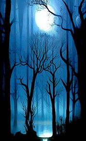 #幻想ファンタジー #幻想的 #満月 #森の画像(ファンタジーに関連した画像)