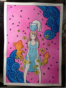 徳田有希　金魚鉢と女の子の画像(金魚鉢 イラストに関連した画像)